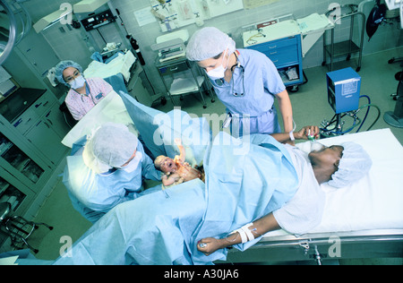 Donna parto in presenza della funzione Parkview hospital dallas Foto Stock