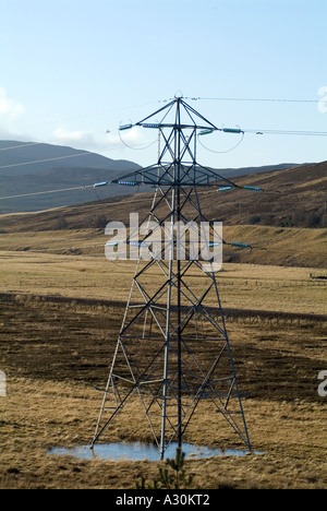 Elettricità Pilone, Highlands scozzesi, Scotland, Regno Unito Foto Stock