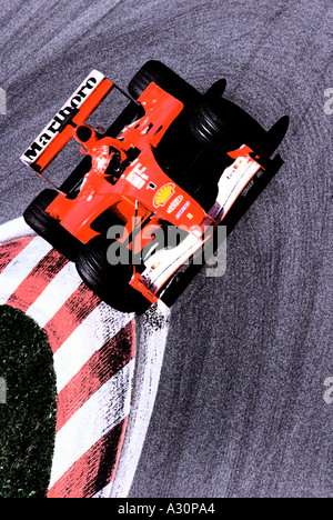 Michael Schumacher s Ferrari in movimento del Gran Premio del Canada Quebec Montreal Foto Stock
