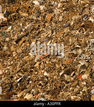 Un luogo di discarica occupato in azione con carrelli per la polvere, camion per rifiuti e bulldozer. Beddingham, sud-est del Regno Unito. Foto Stock