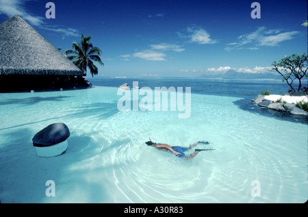 Barry lewis fotografi di rete immagine ref bla psd 10085268 Polinesia Francese Tahiti Papeete snorkeling nella piscina del beachcomber hotel Foto Stock