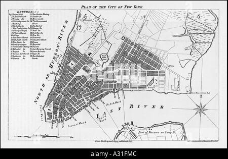 Mappa di New York 1789 Foto Stock