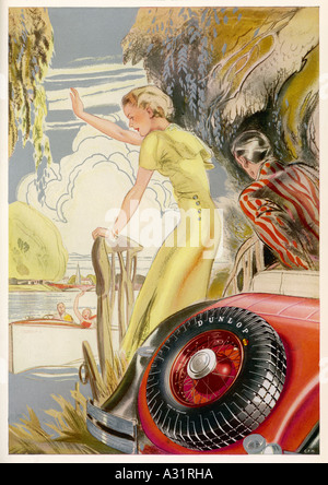 Annuncio pneumatici Dunlop 1934 Foto Stock