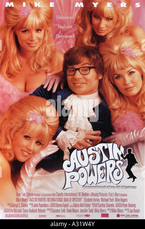 AUSTIN POWERS : Uomo internazionale di mistero poster per 1997 Guild/NewLine film con Mike Myers Foto Stock