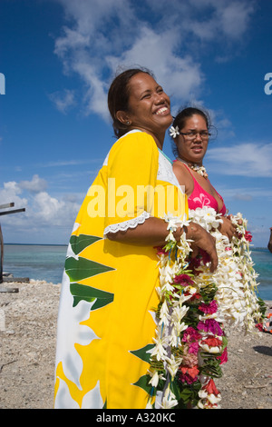 Benvenuti Takaroa isole Tuamotu Polinesia francese solo uso editoriale Foto Stock