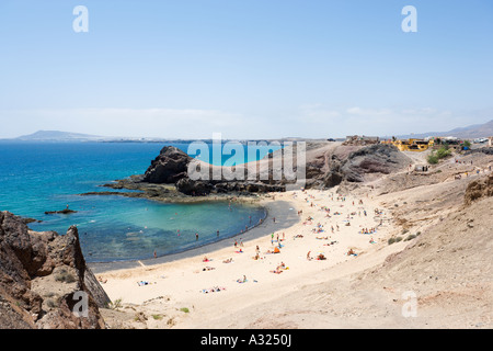 Playa de Papagayo vicino a Playa Blanca, Lanzarote, Isole Canarie, Spagna Foto Stock