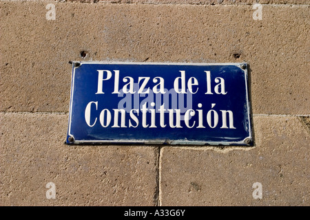 Plaza da la Constitucion segno, la Piazza della Costituzione, Città del Messico, Messico Foto Stock