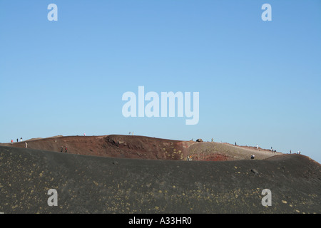 I reami superiori dei Monti Silvestri, vecchi coni vulcanici sulle pendici dell'Europa il più alto vulcano attivo, il monte Etna, Sicilia Foto Stock