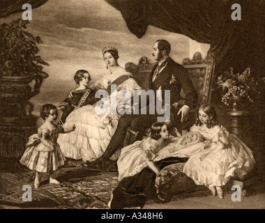 La regina Victoria, 1819 - 1901, il principe Albert, 1819 - 1861, e i loro figli. Foto Stock