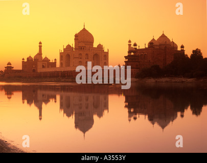 Taj Mahal di sunrise India. Foto Stock