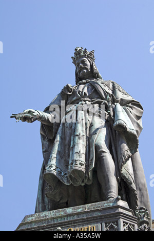 Statua di re Carlo IV per il Karluv most (Charles bridge), Praga Foto Stock