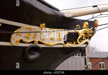 Prua della SS Gran Bretagna costruito da ingegnere Vittoriano Isambard Kingdom Brunel raffigurato nelle banchine di Bristol Foto Stock