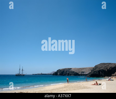 Playa de Papagayo, vicino a Playa Blanca, Lanzarote, Isole Canarie, Spagna Foto Stock