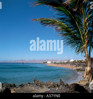 Spiaggia di Puerto del Carmen, Lanzarote, Isole Canarie, Spagna Foto Stock