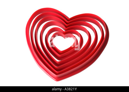 A forma di cuore ad Cookie Cutters Foto Stock