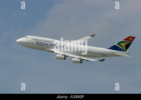 South African Airways Boeing 747 durante il volo Foto Stock