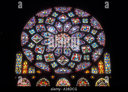 Nord rosone, vetrate, la cattedrale di Chartres, la cattedrale di Notre-dame de Chartres chartres, regione centrale, Francia, Europa Foto Stock