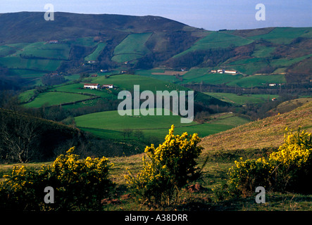Cascina agricola Agriturismo terra di pascolo nei Paesi Baschi francesi nel villaggio di Itxassou regione Aquitaine Francia Europa Foto Stock