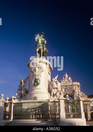 Dom Jose io statua Praca do Comercio Lisbona Portogallo Foto Stock