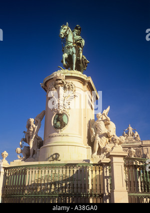 Dom Jose io statua Praca do Comercio Lisbona Portogallo Foto Stock