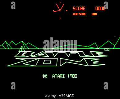 Battlezone zona di battaglia Atari 1980 vintage videogioco arcade screenshot - solo uso editoriale Foto Stock