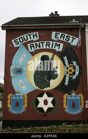 UDA UFF terroristi lealisti carta murale monkstown County Antrim Irlanda del Nord Foto Stock