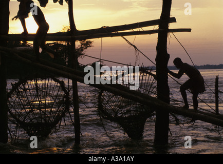 I pescatori wagenia kisangani Foto Stock