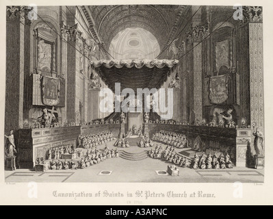 St: la Basilica di San Pietro interno Città Vaticano Roma Italia canonizzazione dei Santi 1712 religione cristiana UE Unione europea Europ Foto Stock