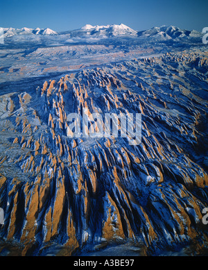 Coperta di neve alette proposto BLM deserto dello Utah Foto Stock