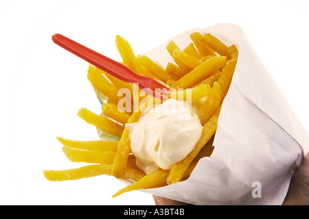 Patate fritte con maionese Foto Stock