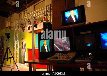 Studio televisivo in sala di controllo Foto Stock