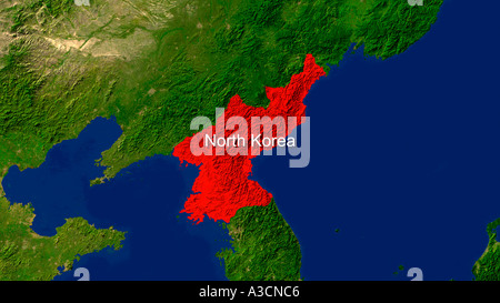 Mappa evidenziato che la Corea del Nord Foto Stock