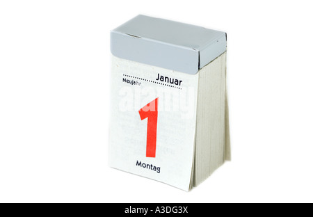 1 gennaio su un piccolo strappo calendario Foto Stock