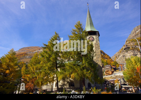 La Chiesa di San Maurizio chiesa in Zermatt, Svizzera Foto Stock