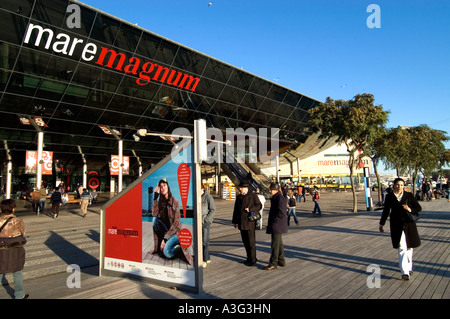 Porto Porto di Barcellona Barcellona Spagna spagnolo mare magnum grande acquario marino Foto Stock