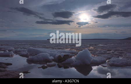 Lago Khuvsgul al tramonto. A nord della Mongolia Foto Stock