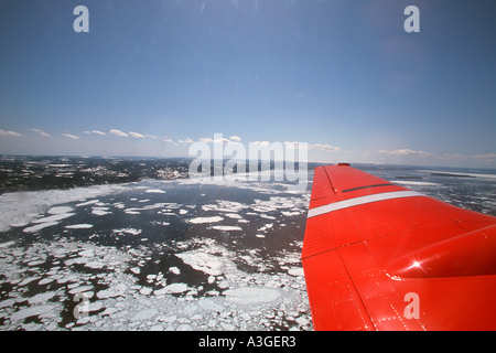 Provinciale linee aria PAL appositamente modificato e dotato di Super King Air 200 sorvola floes ice off costa di Terranova Foto Stock