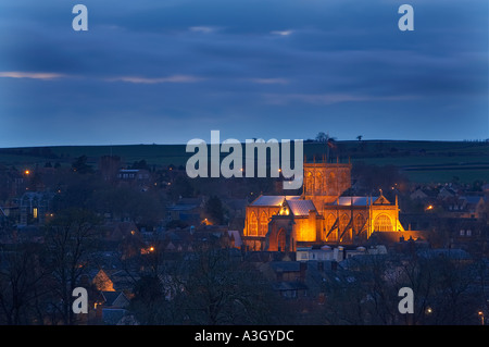 Sherborne Abbey di notte Dorset England Regno Unito Foto Stock