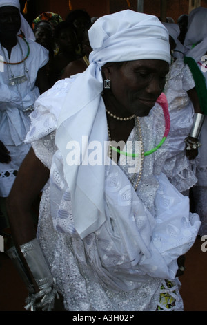 Capo delle celebrazioni di famiglia , Abomey , Benin , Africa occidentale Foto Stock