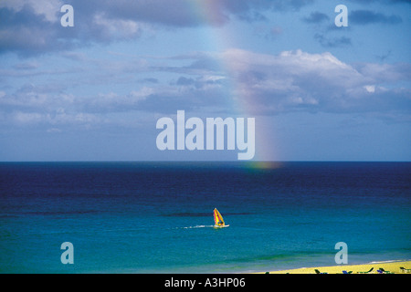 Rainbow windsurf isola di Fuerteventura isole Canarie Spagna Foto Stock