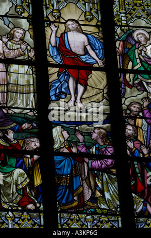 Vetrata chiesa di Santa Maria Vergine Tetbury Gloucestershire Inghilterra Luglio 2006 Foto Stock