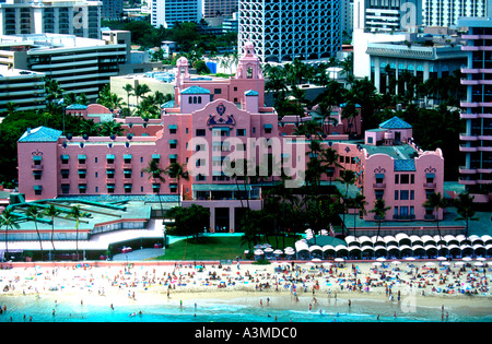 Il Royal Hawaiian hotel Waikiki Hawaii Honolulu STATI UNITI D'AMERICA Foto Stock