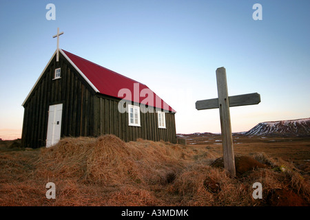 Vecchia chiesa islandese Foto Stock