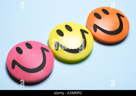 Smiley magneti per il frigo Foto Stock