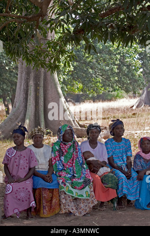 Donne locali nel nord del Ghana frequentando villaggio incontrando nei progetti sulle fonti alternative di sostentamento Foto Stock