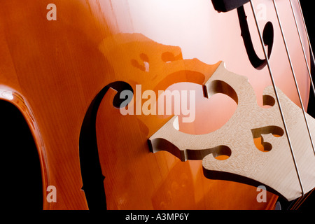 Double Bass bridge e il foro f Foto Stock