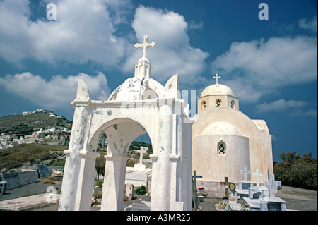 Grecia CICLADI Santorini Exo Gonia villaggio chiesa Foto Stock