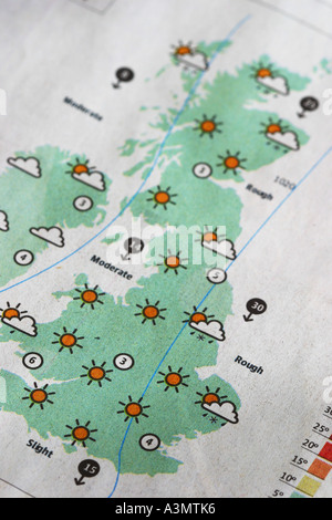 Giornale previsioni meteo Mappa grafico Foto Stock