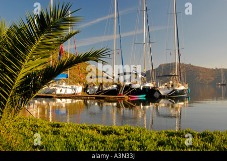 Barche a vela nel piccolo porto che si trova sulla penisola di Datca, Turchia Foto Stock