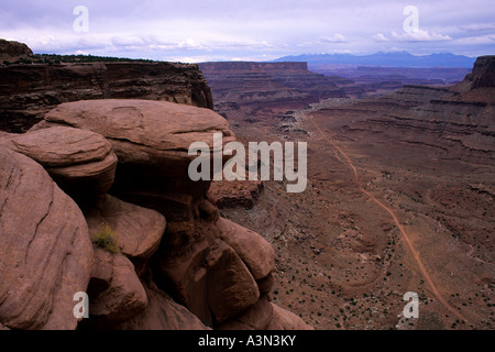 Guardando oltre il White Rim Road, Canyonland National Park nello Utah Foto Stock